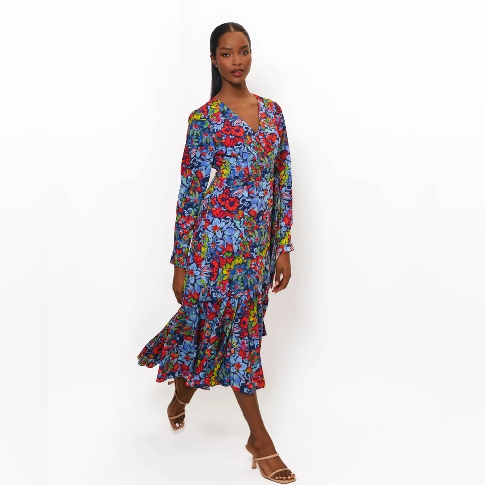 Hutch Kala Floral Satin Maxi Wrap Dress - Picture 2 of 2
